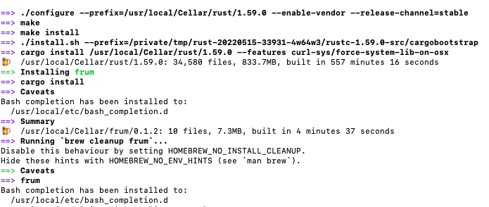 Successful installation of frum